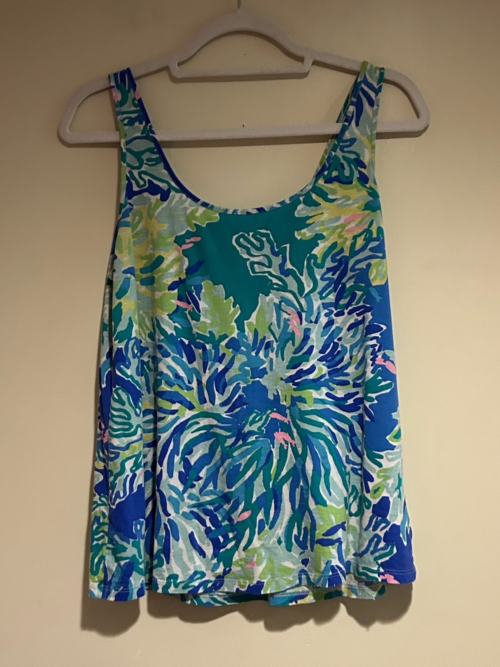 Lilly Pulitzer Blue and Green Print Tank Top Sz Med